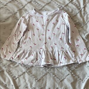 Carter's Long Sleeve Lavender Peplum Top with Pink Cherry Pattern
